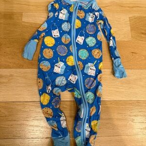 Little Sleepies Blue Milk and Cookies Pajama Footies 6-12m